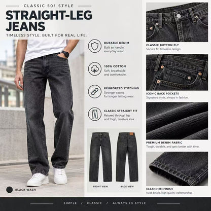 [ VAREL ] Rugged Vintage Straight-Leg 501 Jeans—Built to Last, Made to Stand Out.