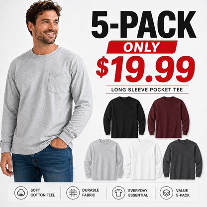 Heavyweight Cotton Pocket T-Shirt for Men - Relaxed Fit Casual Everyday Tee (Available in Multiple Colors & Sizes)