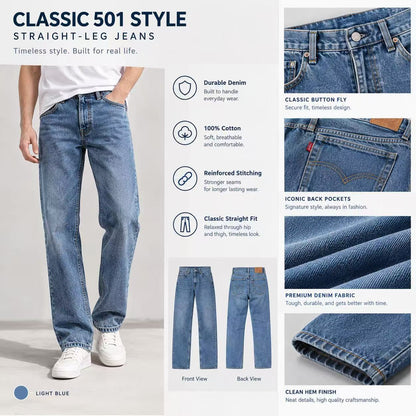 [ VAREL ] Rugged Vintage Straight-Leg 501 Jeans—Built to Last, Made to Stand Out.