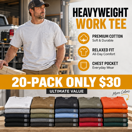 Heavyweight Cotton Pocket T-Shirt for Men - Relaxed Fit Casual Everyday Tee (Available in Multiple Colors & Sizes)