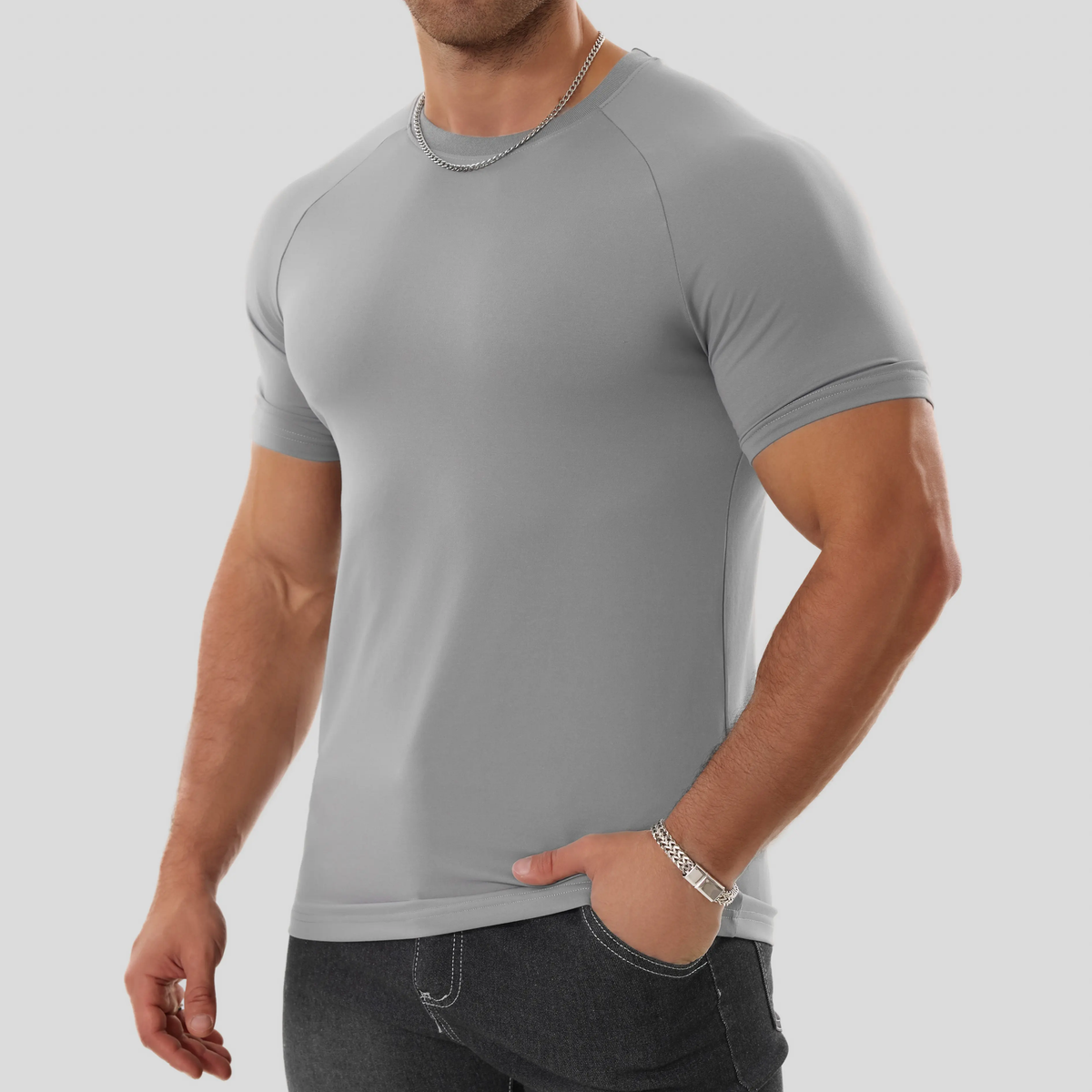 Men's Raglan Short Sleeve T-Shirt - Athletic Tapered Fit Crewneck Muscle Top for Bodybuilding & Daily Wear