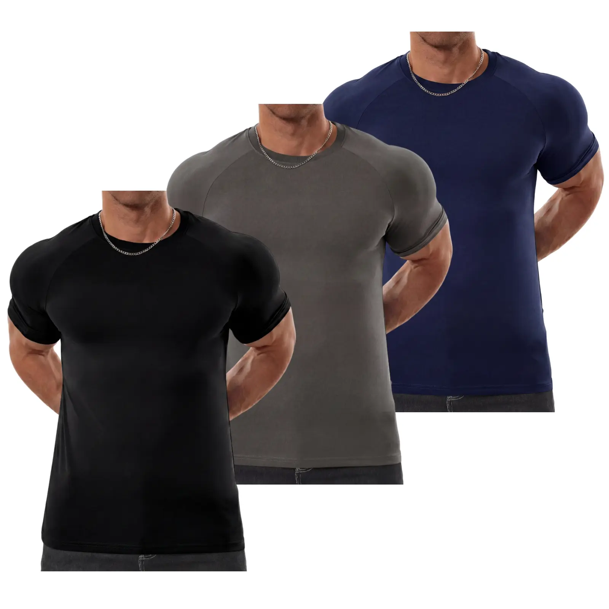 Men's Raglan Short Sleeve T-Shirt - Athletic Tapered Fit Crewneck Muscle Top for Bodybuilding & Daily Wear