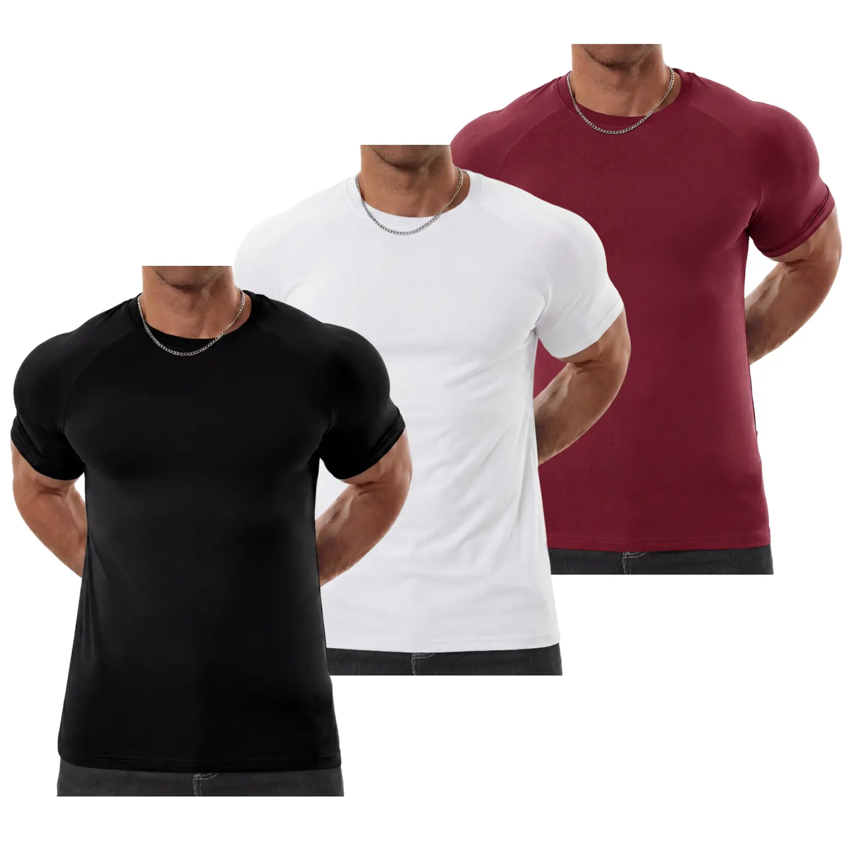 Men's Raglan Short Sleeve T-Shirt - Athletic Tapered Fit Crewneck Muscle Top for Bodybuilding & Daily Wear