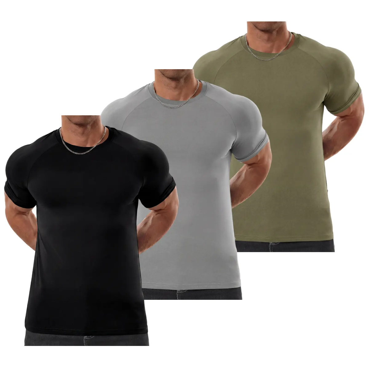 Men's Raglan Short Sleeve T-Shirt - Athletic Tapered Fit Crewneck Muscle Top for Bodybuilding & Daily Wear
