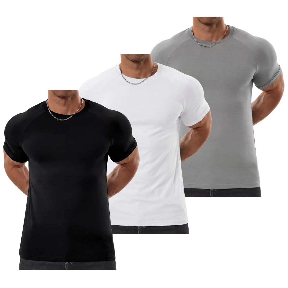Men's Raglan Short Sleeve T-Shirt - Athletic Tapered Fit Crewneck Muscle Top for Bodybuilding & Daily Wear
