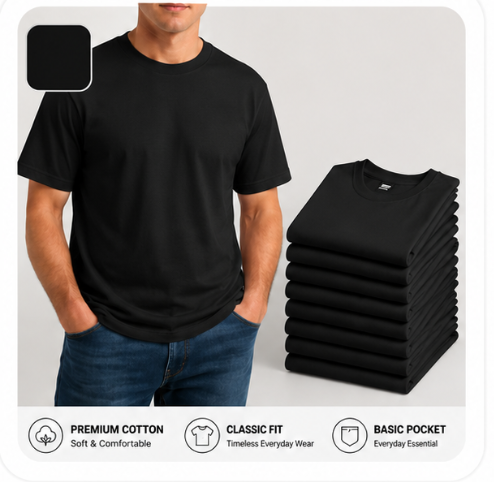 Heavyweight Cotton Pocket T-Shirt for Men - Relaxed Fit Casual Everyday Tee (Available in Multiple Colors & Sizes)