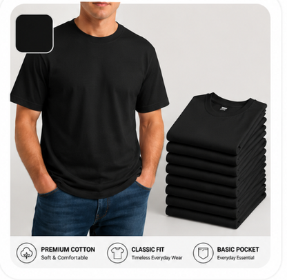 Heavyweight Cotton Pocket T-Shirt for Men - Relaxed Fit Casual Everyday Tee (Available in Multiple Colors & Sizes)