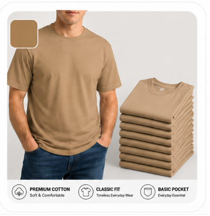Heavyweight Cotton Pocket T-Shirt for Men - Relaxed Fit Casual Everyday Tee (Available in Multiple Colors & Sizes)
