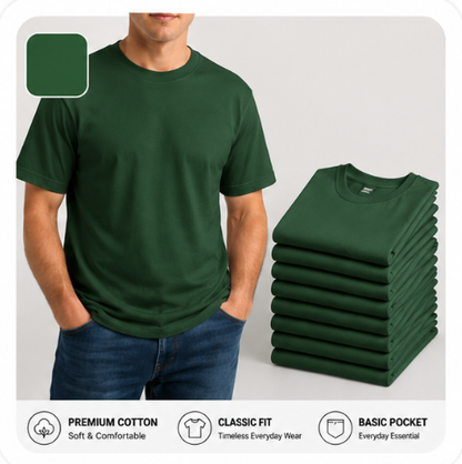 Heavyweight Cotton Pocket T-Shirt for Men - Relaxed Fit Casual Everyday Tee (Available in Multiple Colors & Sizes)